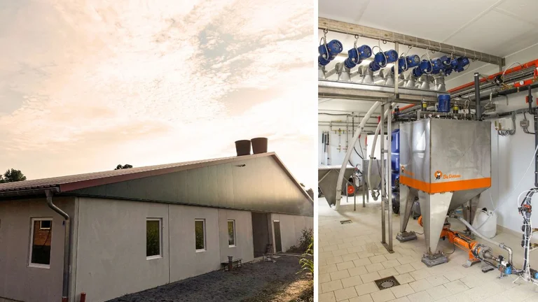 New piglet rearing house with liquid feeding system (photo of the HydroMixpro liquid feeding system from the brochure) New piglet rearing house with liquid feeding system (photo of the HydroMixpro liquid feeding system from the brochure)
